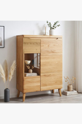 Nízka vitrína z masívu dub na nohách, Praha typ 45